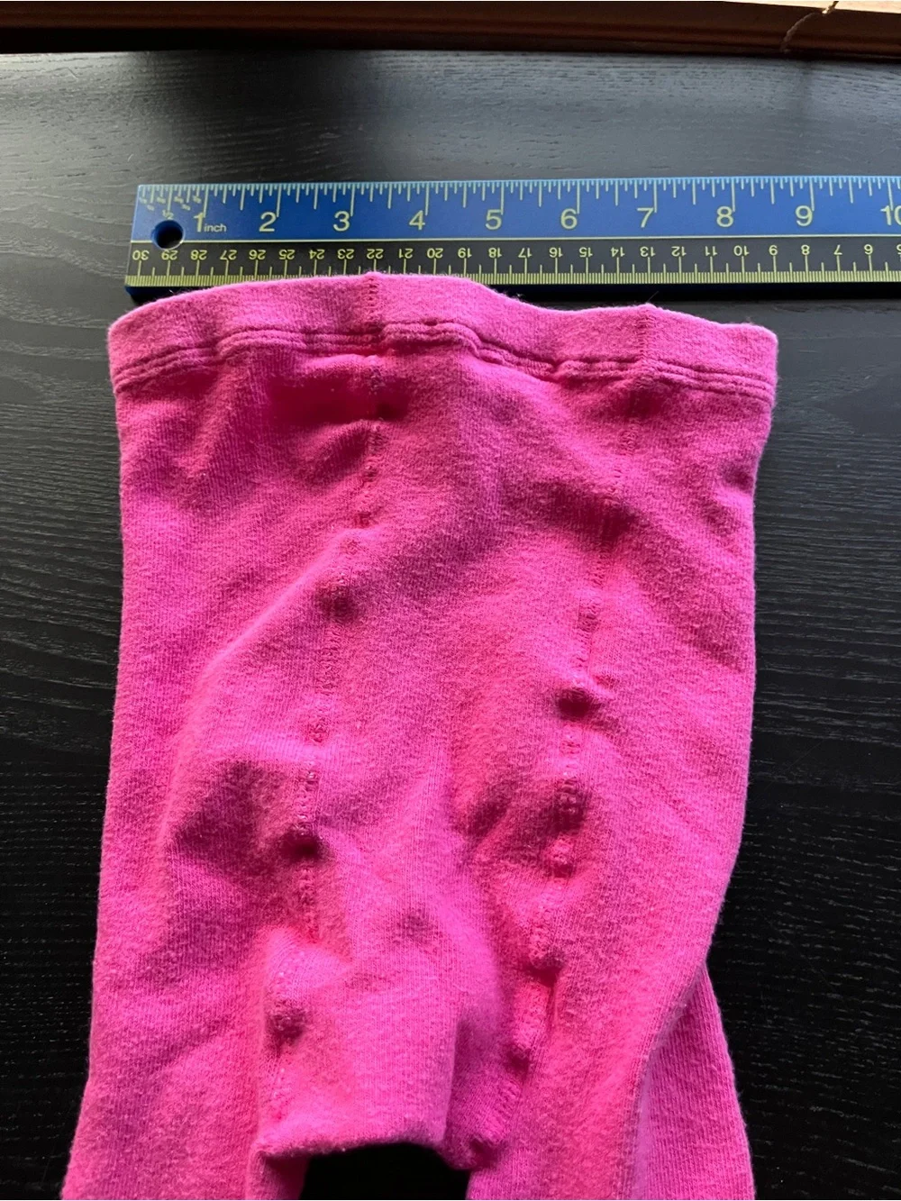 Pink Knit Tights Stockings Size 7-10 Kids Girls Footed Elastic Waist